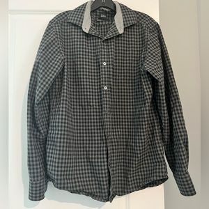 EUC BLACK Saks Fifth Avenue Men’s Checked Button Down Shirt, Size Medium